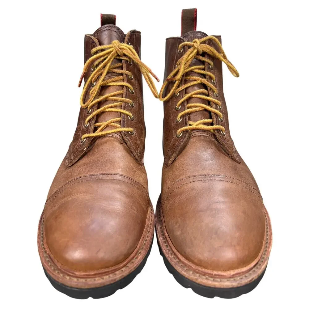 Allen Edmonds Vancouver Brown Leather Waterproof Cap-Toe Lug Boot Size 10 D